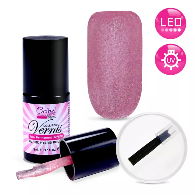 Ocibel France - Vernis Semi Permanent UV / LED 5ml Rose Licorne  Manucure Ongles