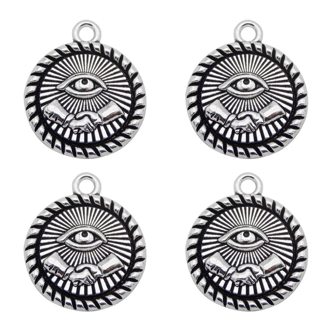 10 Stück Retro Legierung Auge der Vorsehung Charm Silber Anhänger DIY 18x21 mm