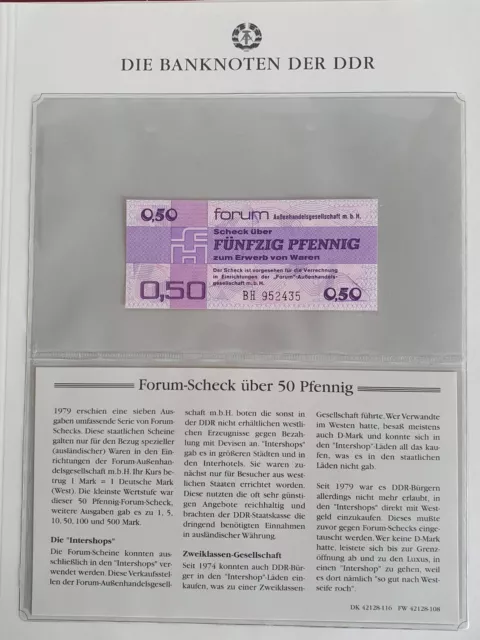 DDR 50 Pfennig Forum Scheck unc. 1979 Kassenfrisch Intershop Waren Einkauf