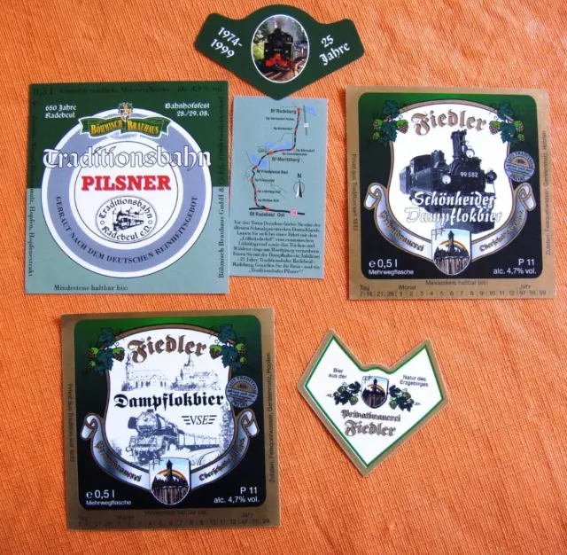 3x GERMANY beer labels - Großröhrsdorf & Oberscheibe with train