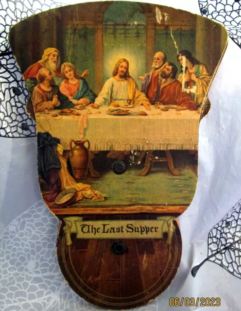 Vintage Collapsible Fan Last Supper Advertising Cheney's Ambulance Service. Why?
