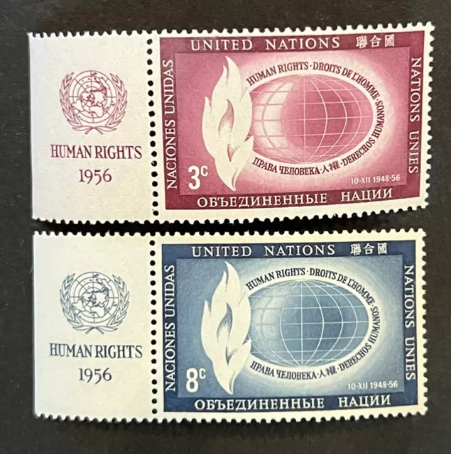 Travelstamps: 1956 United Nations Stamps #47-48, Human Rights Issue Mint MNH OG