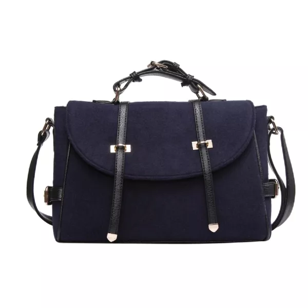 Bolso de Mano Intrigue Azul Moderno Bolso Fieltro Un Bolsa con Asas Correas