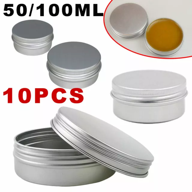 10Pcs 50/100ML Lip Balm Empty Jar Aluminum Cosmetic Pot Oil Wax Tin Container AU