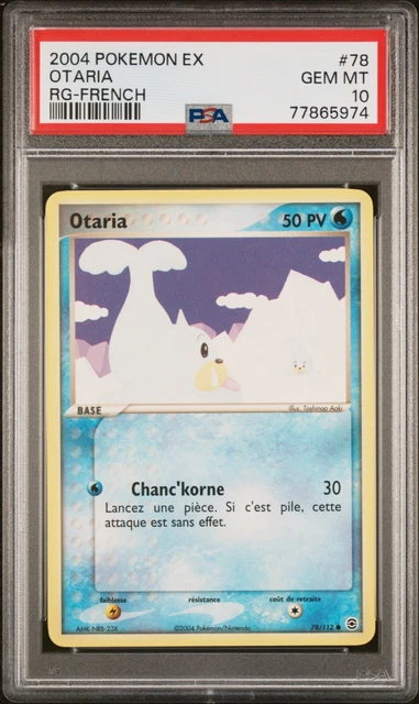 Carte Pokemon Otaria 78/112 EX Rouge feu Vert Feuille PSA 10 💧💧