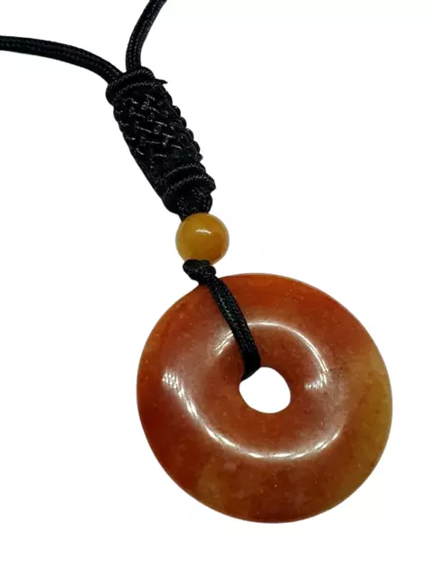 Donut con colgante de cornalina de 30 mm, cordón con cuentas de piedras...