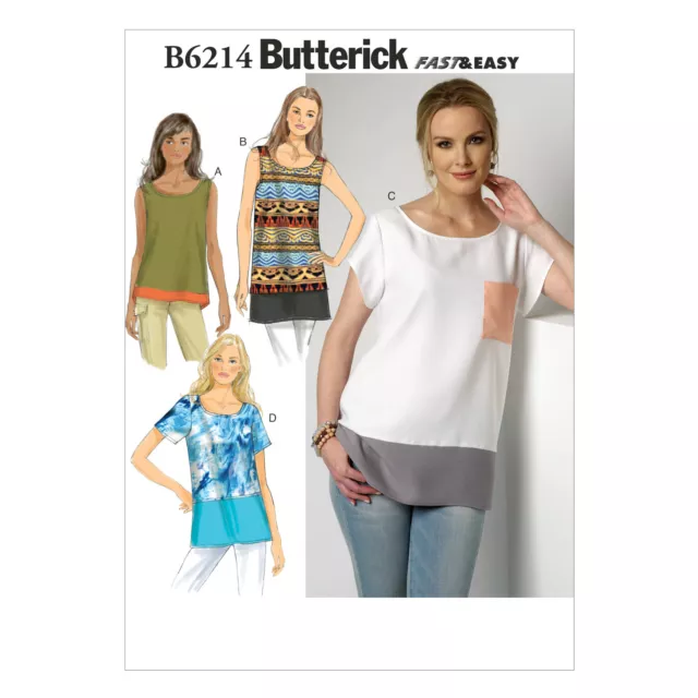 Butterick Fast & Easy SEWING PATTERN B6214 Misses' Pullover Top XS-M Or L-XXL