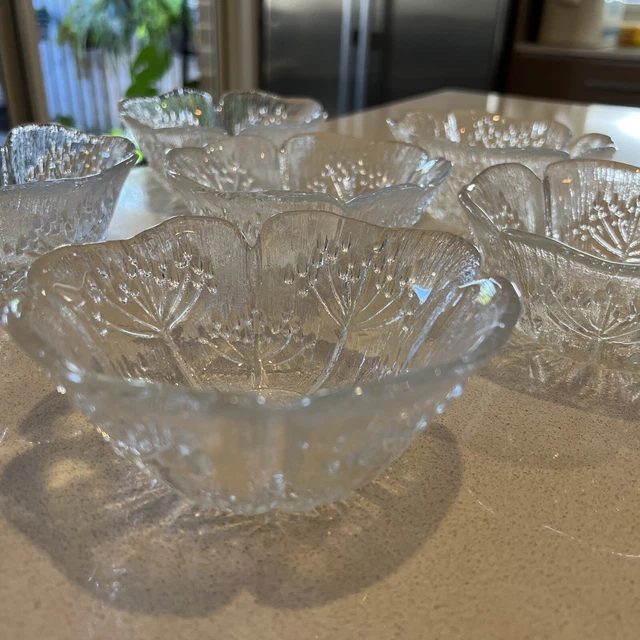 6x Vintage Lasisepat Mantsala Finland 13.5cm Cow Parsley Bowls Pertti Kallioinen