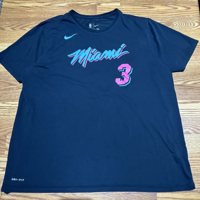 Nike #3 Wade Miami Heat Vice Nights City Blue Pink Jersey XL - NWOT