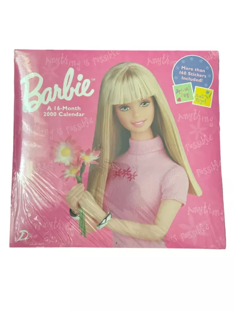 Brand New 2000 Barbie 16 Month Calendar More Than 160 Stickers Day Dream Sealed