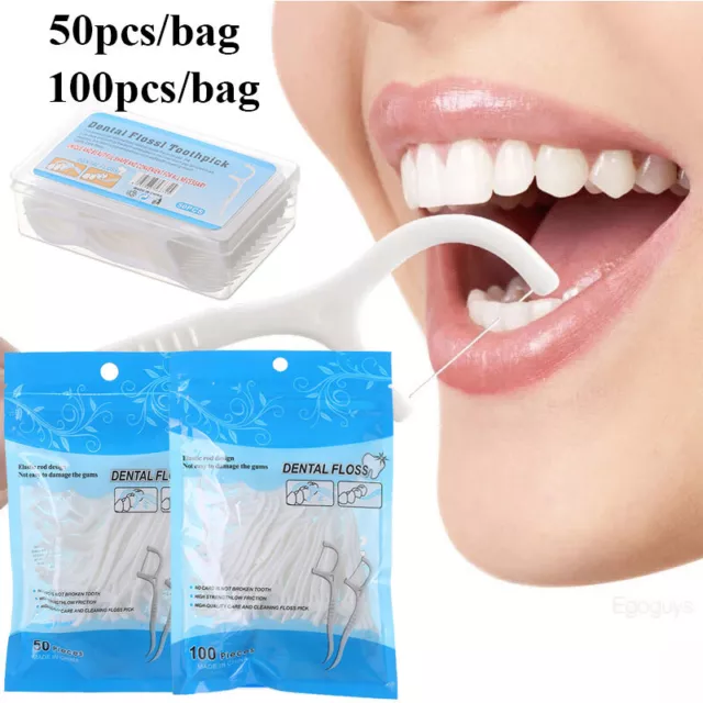 50/100 Uds Palillo De Dientes Hilo Dental Higiene Bucal Limpieza Dental Palo <