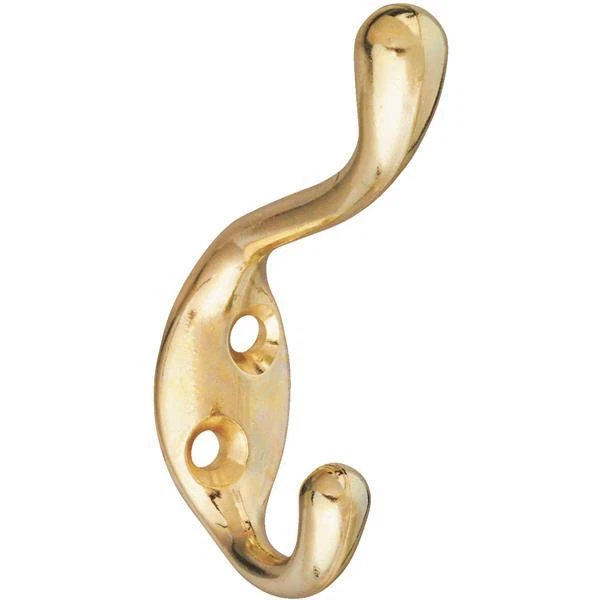 25 Pk Zinc Die Cast Brass Finish 3-1/2" Wall Or Door Coat & Hat Hook N806729