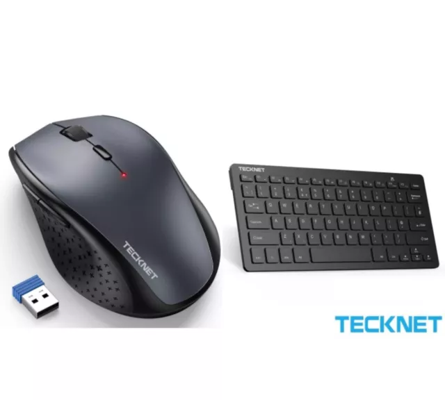 TECKNET 2,4G tastiera wireless + pacchetto mouse wireless grigio