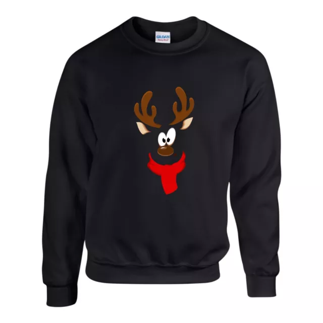 Reindeer Christmas Jumper, Animal Funny Ugly Xmas Day Gift Sweatshirt Unisex Top