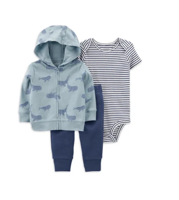 New Carter's Baby Boy 3 Piece set~Jacket~Bodysuit~Pants~Whales