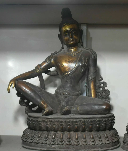 20 "China Purple Bronze Gold Flower sit freedom Kwan-Yin Quan Guan Yin statues