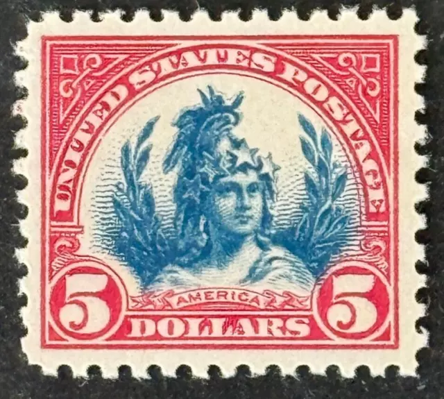 US Stamp, Scott #573 5 Dollar "America" 1923 regular issue mint and no hinge