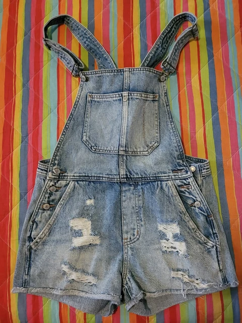 SALOPETTE CORTA DI jeans Pull Bear tg. M in cotone denim lavaggio chiaro EUR 16 00 PicClick IT