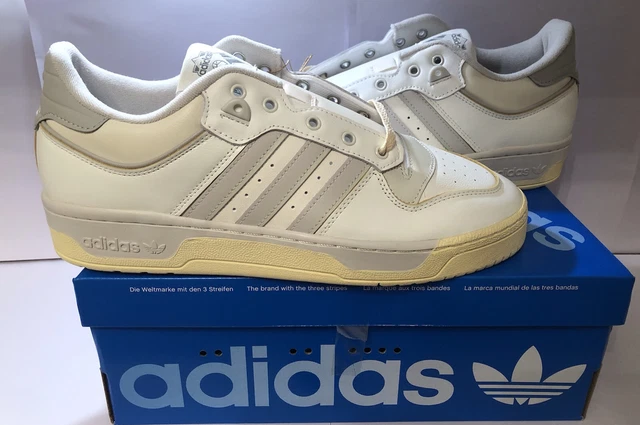 Adidas Originals scarpe da uomo Rivalry Low 86 in pelle bianche/grigie taglia 11 stile