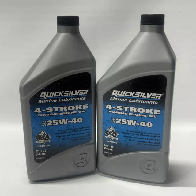 2! Mercury Quicksilver 4-Stroke 25W-40 Premium Engine Oil Quart 710-92-8M0078619