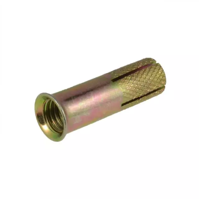 Pack of 1 Zinc Yellow M8 x 30mm Knurled Body with Lip Drop In Masonry Anchor