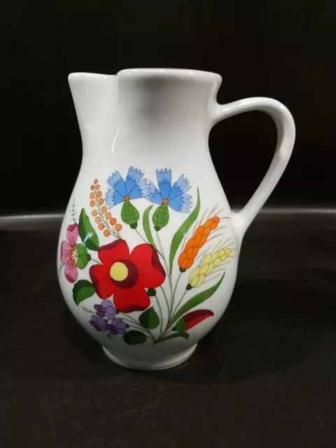 Vtg KALOCSA Porcelain Pitcher Handpainted from Hungary 0187 Floral