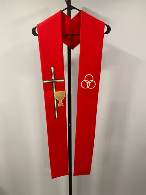 Red Stole With Religious Symbols