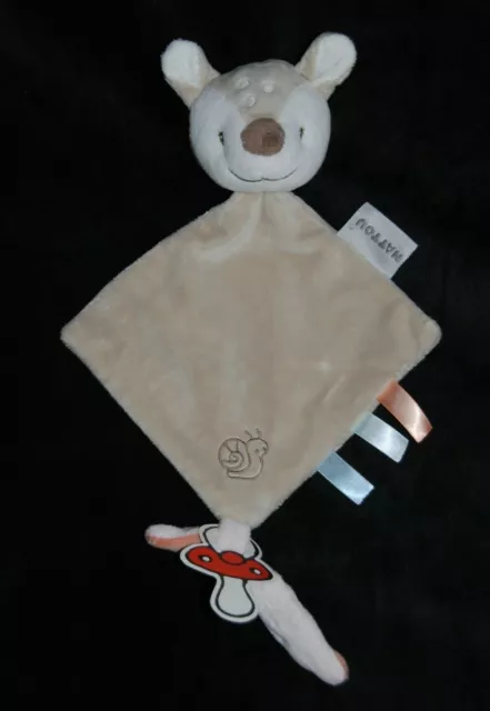 Doudou Plat Faon NATTOU Biche Beige Escargot Oscar Et Fanny Attache Tétine NEUF
