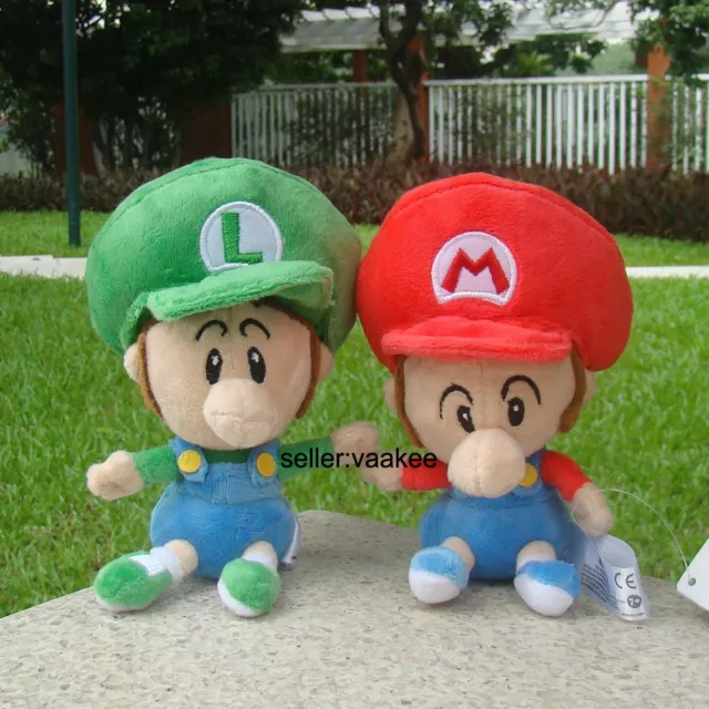 2X Super Mario Bros Baby Mario And Luigi Childhood Plush Stuffed Toy Soft Doll