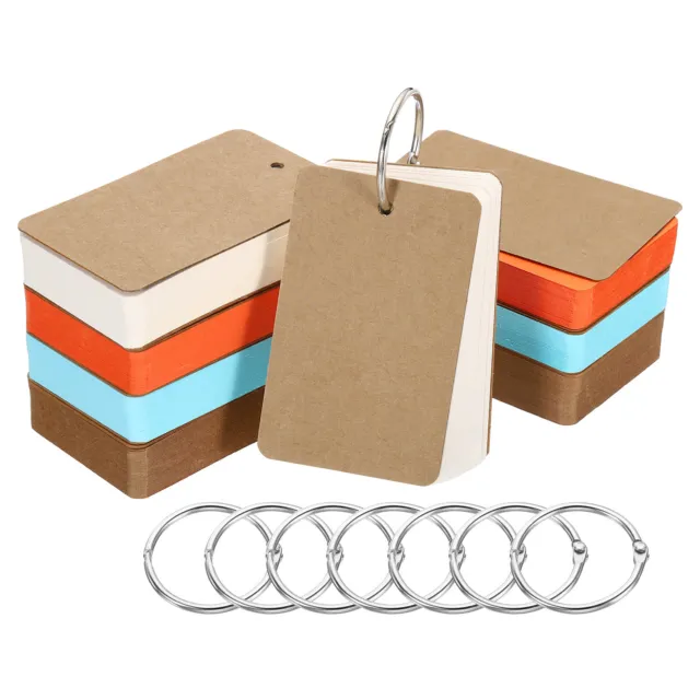3.5" x 2" Blank Flash Cards with Rings Index Cards Study, Assorted Color 400pcs