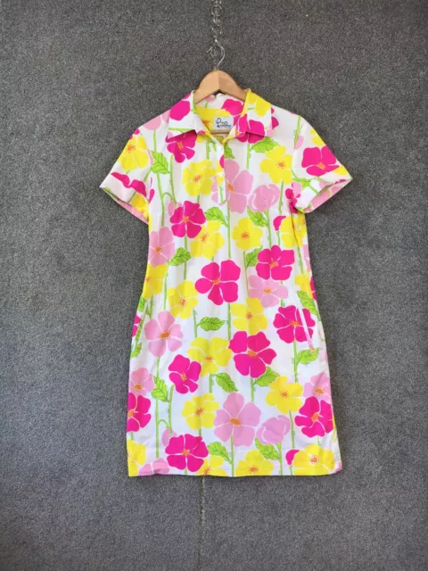 Lilly Pulitzer womens shirt dress 12 multicolour short sleeve cotton floral US8