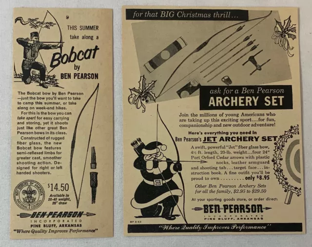 Packung Mit Zwei Ben Pearson Bogenschießen Anzeigen ~ 1957 Und 1960 ~ Bobcat,