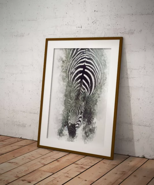 Zebra print, poster, prints, posters, watercolour, wallart, gift, gifts