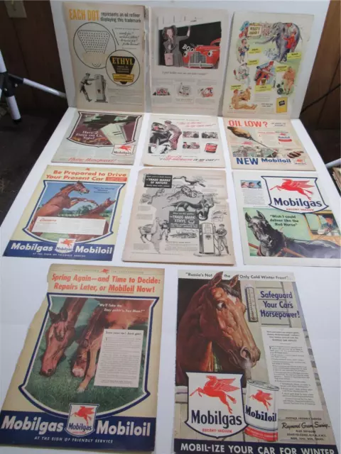 OLD ORIGINAL VINTAGE ANTIQUE~ 1940s MIXED GASOLINE & OIL ~MAGAZINE PRINT ADs LOT