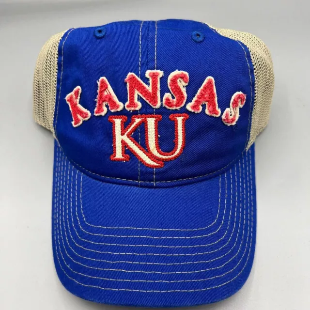 Kansas Jaykawks KU NCAA Trucker Hat Adidas Snap Back Cap Blue New Men