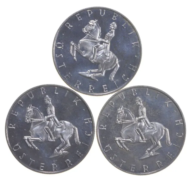 (3) 1965 AUSTRIA Spanish HORSE RIDER SILVER 5 Schilling Austrian Coin Gem *0762