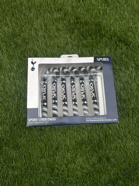 6 pack Offical Tottenham Hotspur FC Spurs Candy Cane Christmas ornaments Tree