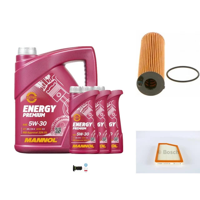 Bosch Pacchetto di Ispezione 8 L mannol Energy Premium 5W-30 per Mercedes