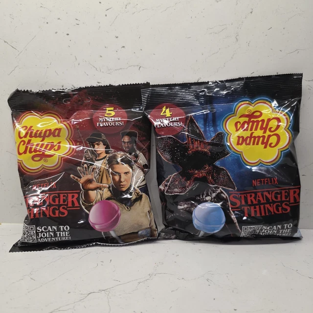 2 PACKS CHUPA Chups Stranger Things Lollies (4 Mystery Flavours ...