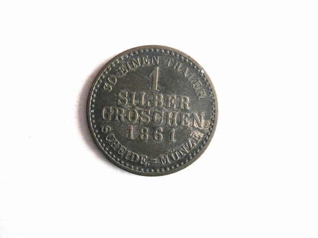 1861 GERMAN STATES (HESSE-CASSELL) GROSCHEN - Rare Silver Coin - Lot #J7