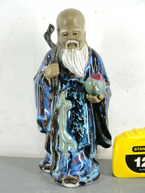 Vintage Chinese Shiwan Mud Man Men Mudman 🧧 Figurine God Of Longevity 8" Tall