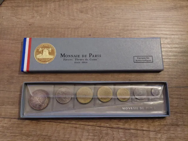 FRANCE 1964 - Coffret 1 centime à 5 francs - Monnaie de Paris - FDC.