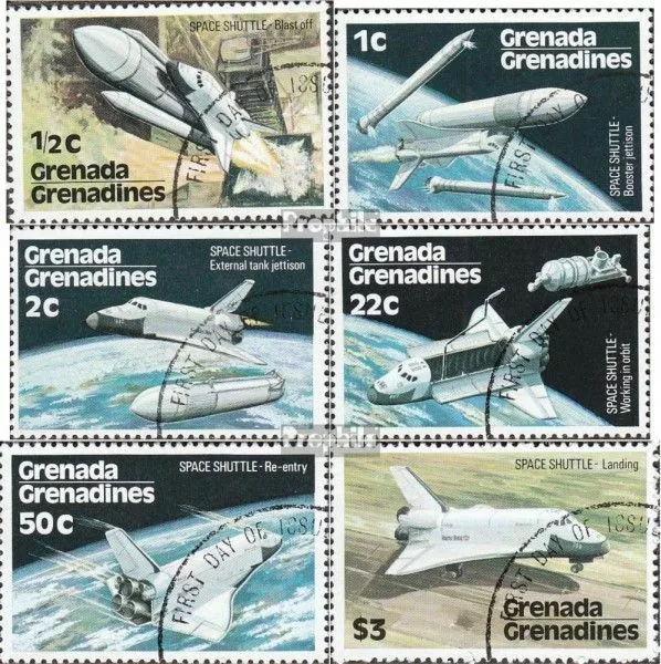 grenade-grenadines 253-258 oblitéré 1978 space shuttle