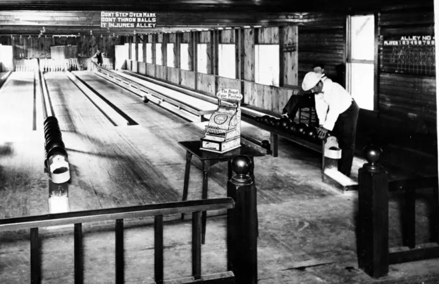 1900's Bowling Alley, Columbus, Ohio Vintage Photograph 11" x 17" Reprint