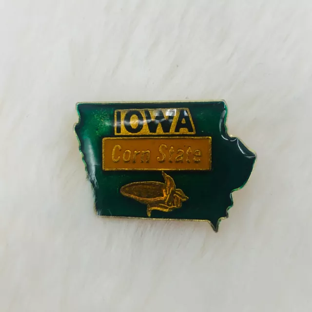 Vtg Iowa Corn State Souvenir Enamel Epoxy Lapel Pin