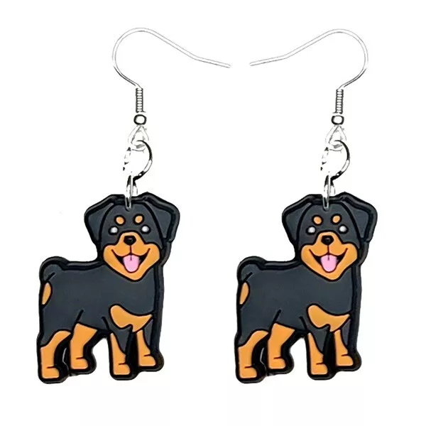 Rottweiler Earrings Handmade Hypoallergenic Silver Plated Fishhooks