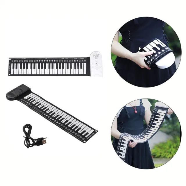Compact Foldable Piano Keyboard 49 Keys Soft Flexible Electronic Instrument