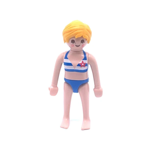 Figurine Playmobil Femme En Maillot Deux Pièces Rouge - Modèle Moderne - Occasion