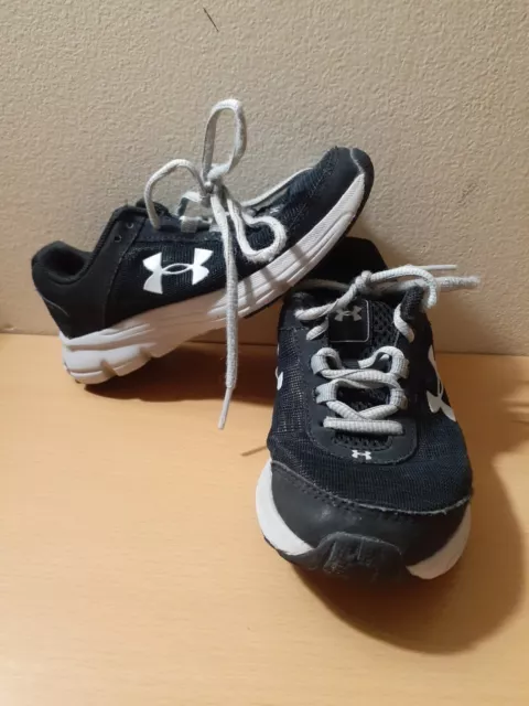 Under Armour BPS Rave 2 Kids Unisex Sneakers, Black/Overcast Gray Shoes Size 13K