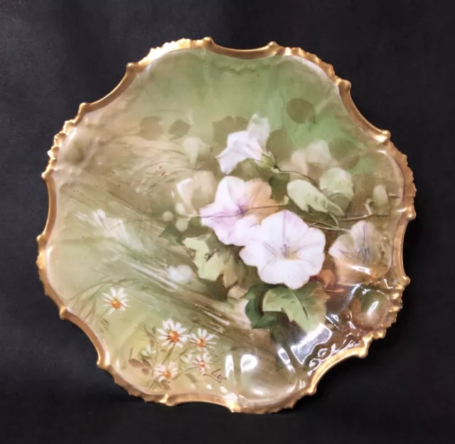 Limoges Signed Hand Painted 8 1/2"Plate with Gold Trim